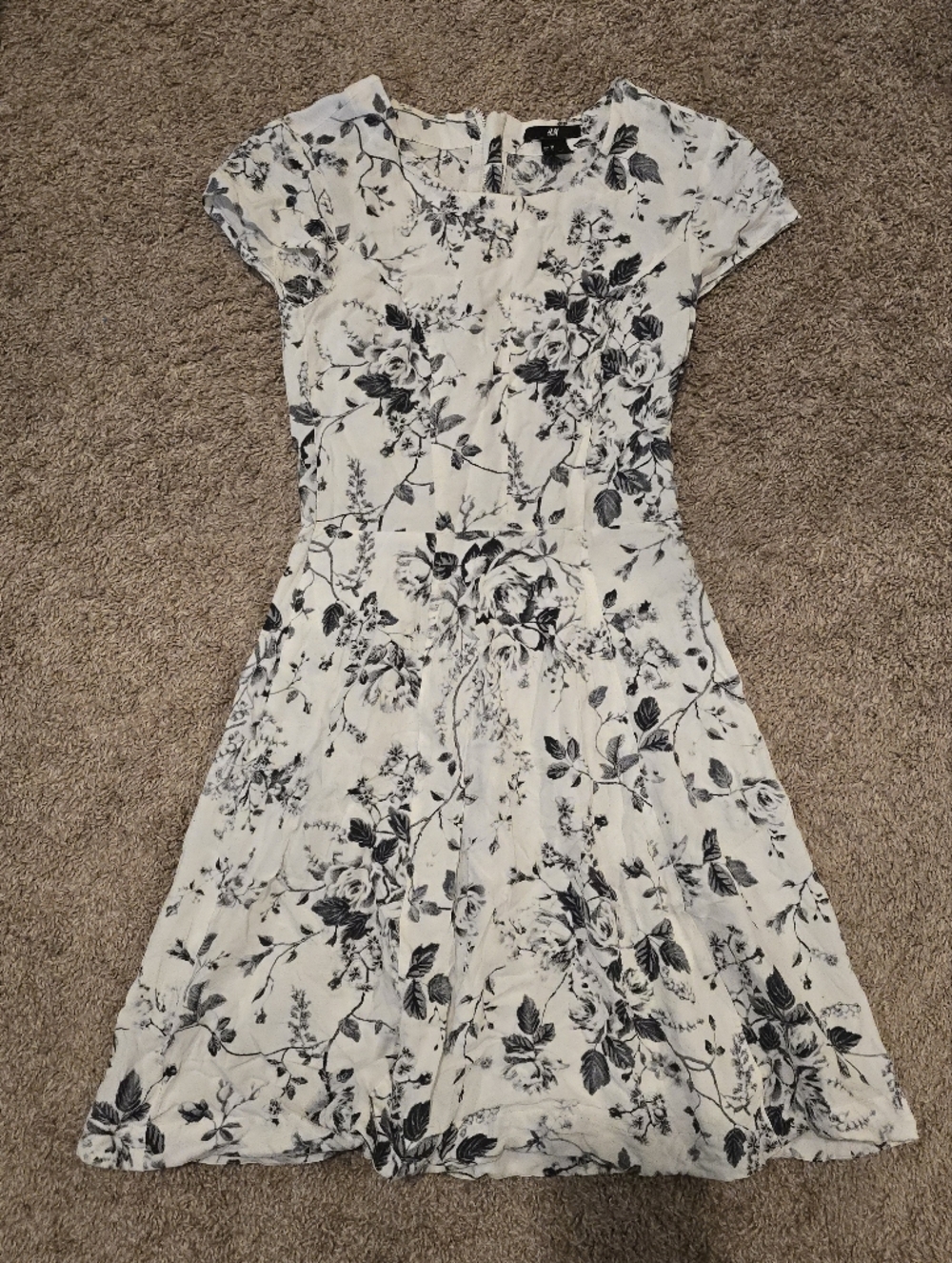 Black & White Rose Mini Dress
